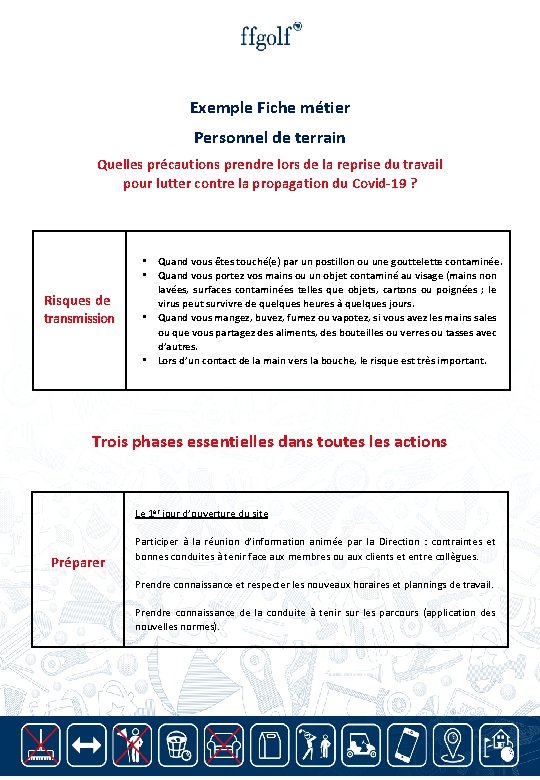 Exemple Fiche métier Personnel de terrain Quelles précautions prendre lors de la reprise du