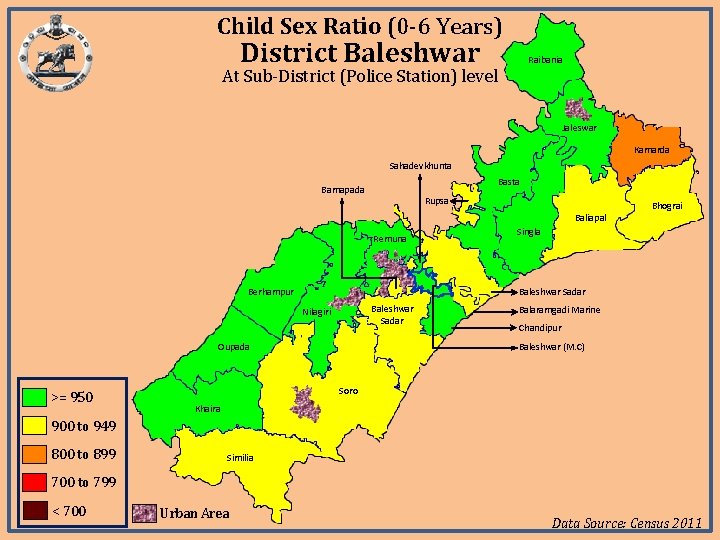 Child Sex Ratio (0 -6 Years) District Baleshwar Raibania At Sub-District (Police Station) level Child Sex Ratio (0 -6 Years) District Baleshwar Raibania At Sub-District (Police Station) level