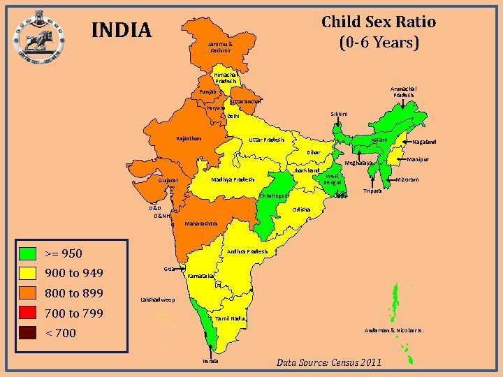 INDIA Child Sex Ratio (0 -6 Years) Jammu & Kashmir Himachal Pradesh Arunachal Pradesh INDIA Child Sex Ratio (0 -6 Years) Jammu & Kashmir Himachal Pradesh Arunachal Pradesh