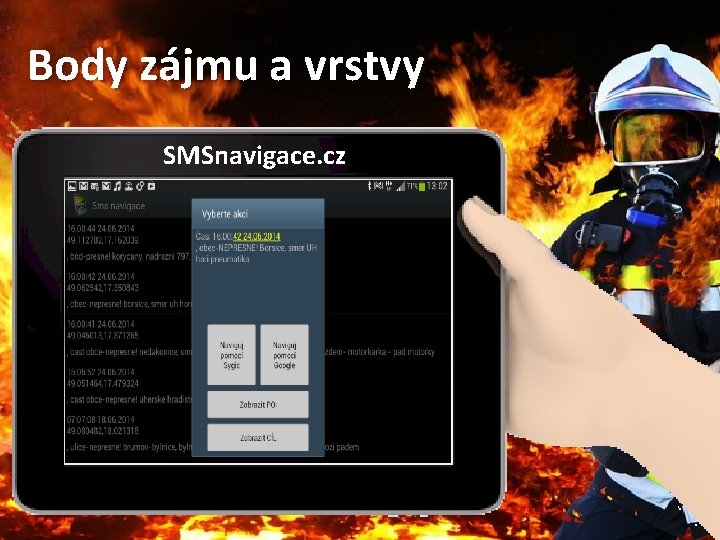 Body zájmu a vrstvy SMSnavigace. cz 