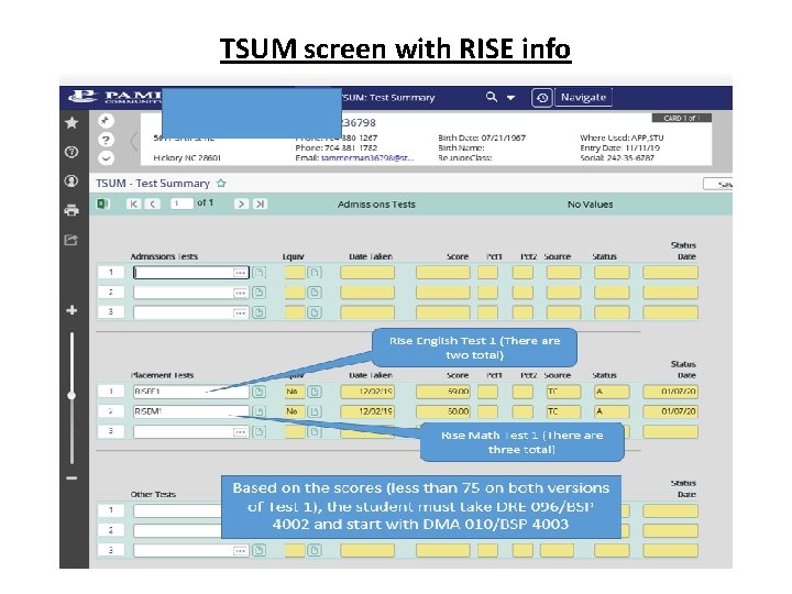 TSUM screen with RISE info TSUM screen with RISE info