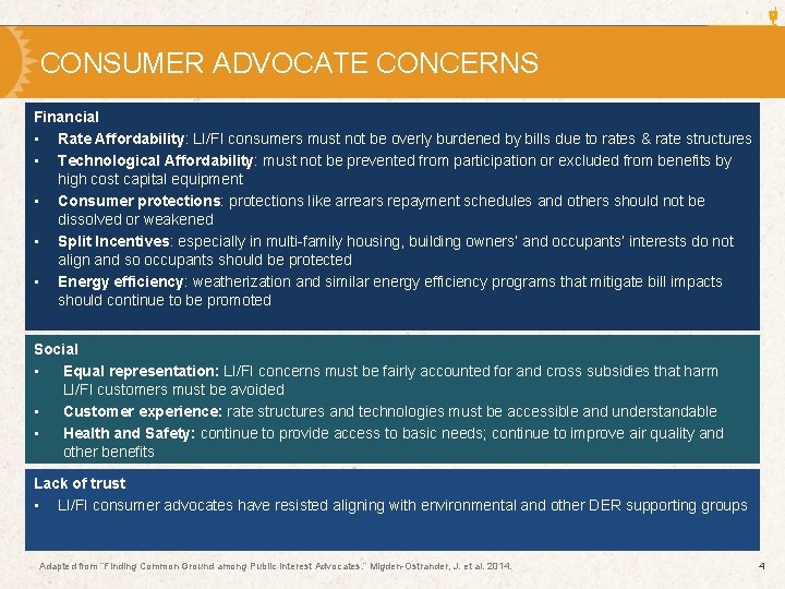 CONSUMER ADVOCATE CONCERNS Financial • Rate Affordability: LI/FI consumers must not be overly burdened