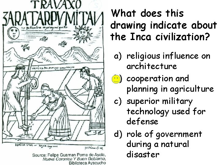 What does this drawing indicate about the Inca civilization? a) religious influence on architecture