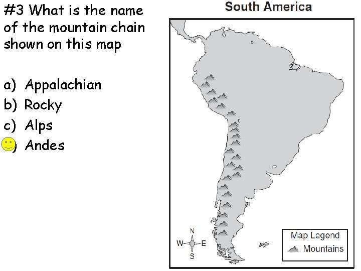 #3 What is the name of the mountain chain shown on this map a)