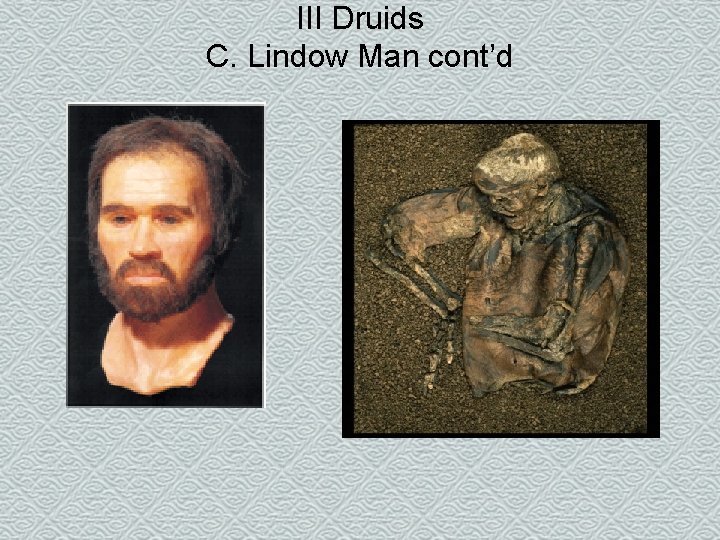 III Druids C. Lindow Man cont’d 