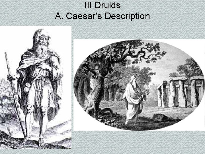 III Druids A. Caesar’s Description 