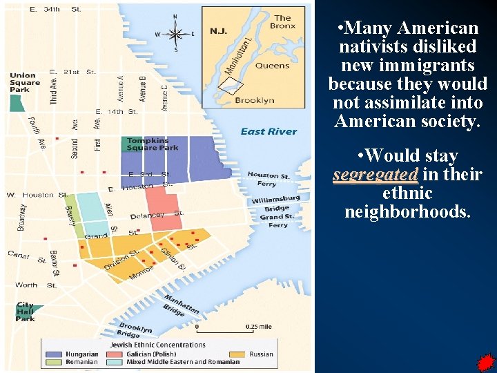  • Many American nativists disliked new immigrants because they would not assimilate into