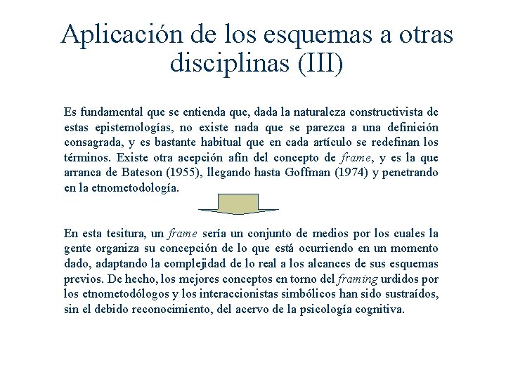 Aplicación de los esquemas a otras disciplinas (III) Es fundamental que se entienda que, Aplicación de los esquemas a otras disciplinas (III) Es fundamental que se entienda que,