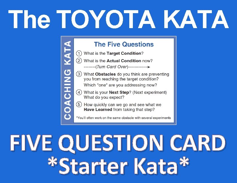 The TOYOTA KATA FIVE QUESTION CARD *Starter Kata* 