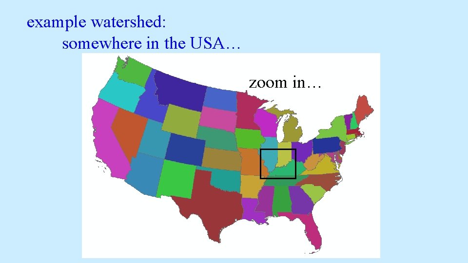example watershed: somewhere in the USA… zoom in… example watershed: somewhere in the USA… zoom in…