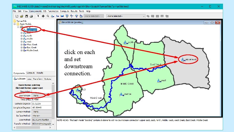 click on each and set downstream connection. click on each and set downstream connection.