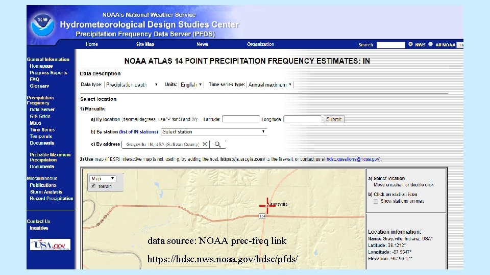 data source: NOAA prec-freq link https: //hdsc. nws. noaa. gov/hdsc/pfds/ data source: NOAA prec-freq link https: //hdsc. nws. noaa. gov/hdsc/pfds/