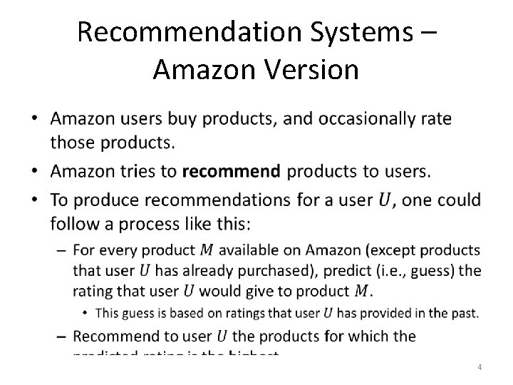 Recommendation Systems – Amazon Version • 4 