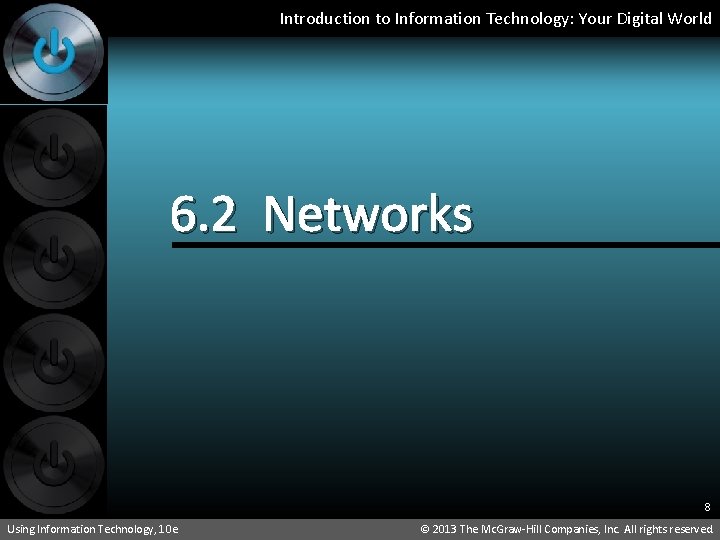 Introduction to Information Technology: Your Digital World 6. 2 Networks 8 Using Information Technology,