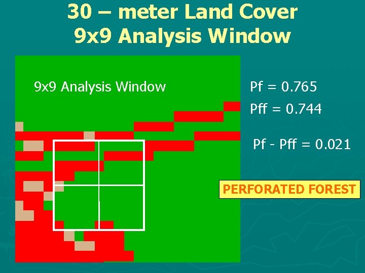30 – meter Land Cover 9 x 9 Analysis Window Pf = 0. 765