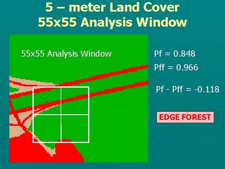 5 – meter Land Cover 55 x 55 Analysis Window Pf = 0. 848