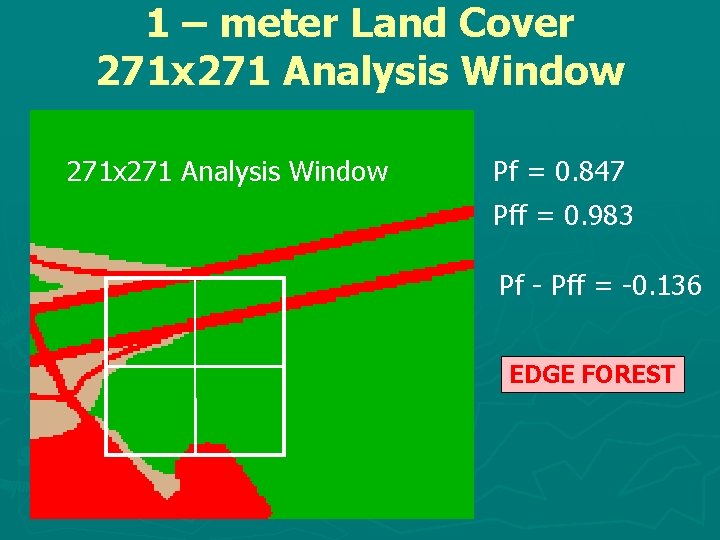 1 – meter Land Cover 271 x 271 Analysis Window Pf = 0. 847