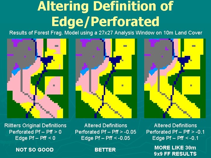 Altering Definition of Edge/Perforated Results of Forest Frag. Model using a 27 x 27