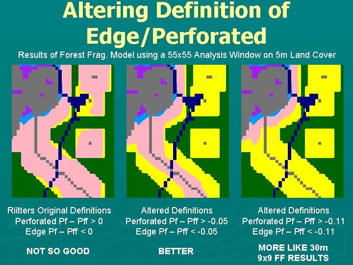 Altering Definition of Edge/Perforated Results of Forest Frag. Model using a 55 x 55