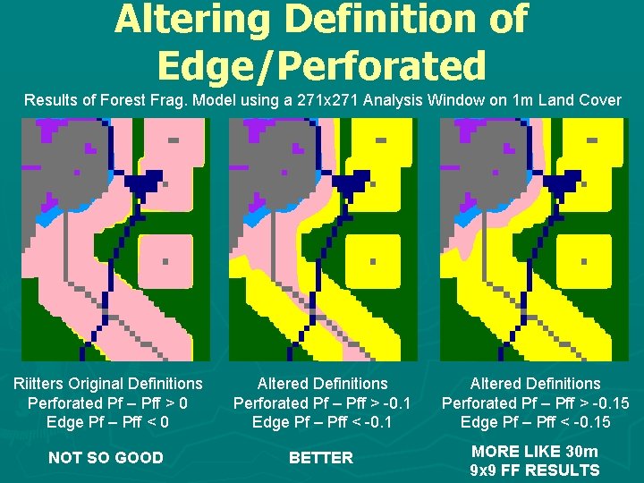 Altering Definition of Edge/Perforated Results of Forest Frag. Model using a 271 x 271