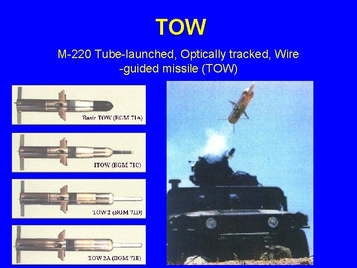 TOW M-220 Tube-launched, Optically tracked, Wire -guided missile (TOW) 