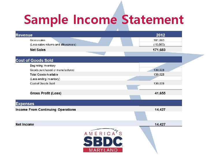 Sample Income Statement 