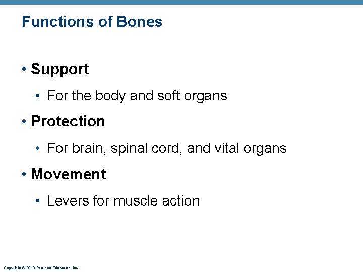 Functions of Bones • Support • For the body and soft organs • Protection Functions of Bones • Support • For the body and soft organs • Protection