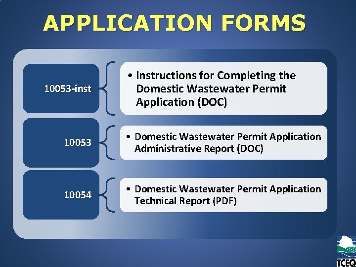 APPLICATION FORMS 10053 -inst • Instructions for Completing the Domestic Wastewater Permit Application (DOC)