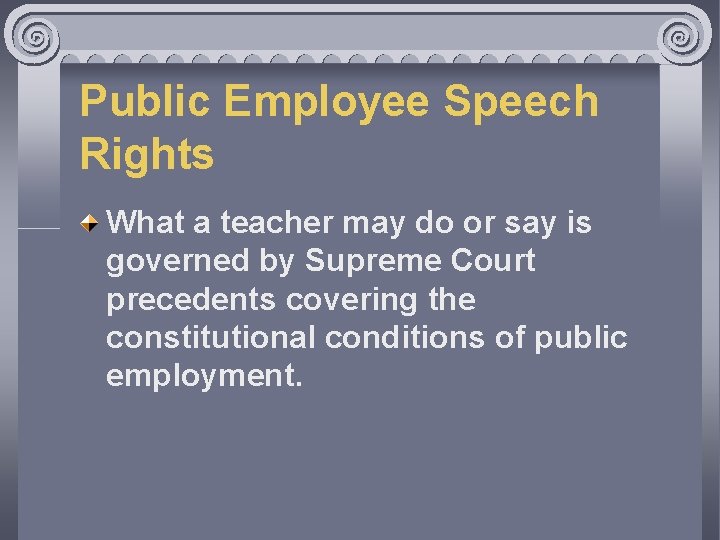 Public Employee Speech Rights What a teacher may do or say is governed by