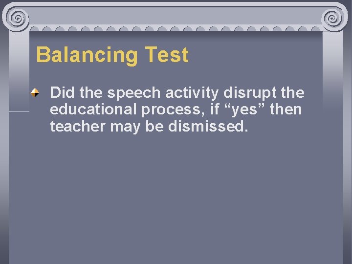 Balancing Test Did the speech activity disrupt the educational process, if “yes” then teacher