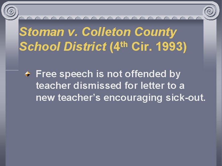 Stoman v. Colleton County School District (4 th Cir. 1993) Free speech is not