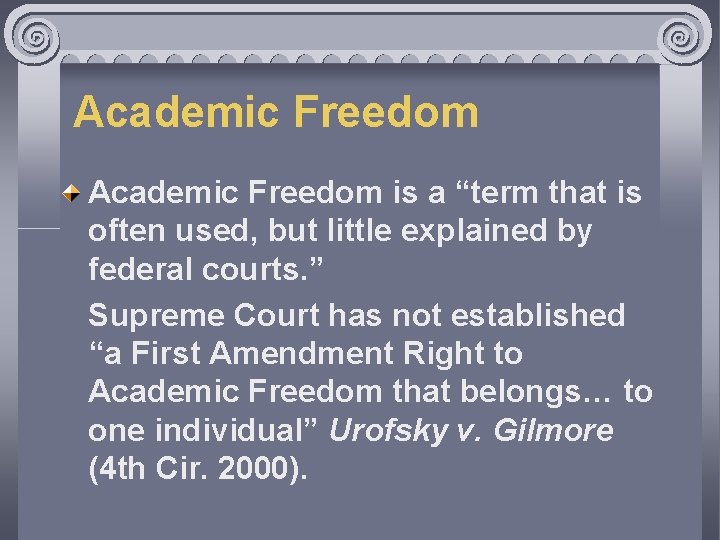 Academic Freedom is a “term that is often used, but little explained by federal