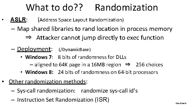 Control Hijacking Defenses Dan Boneh Recap control hijacking