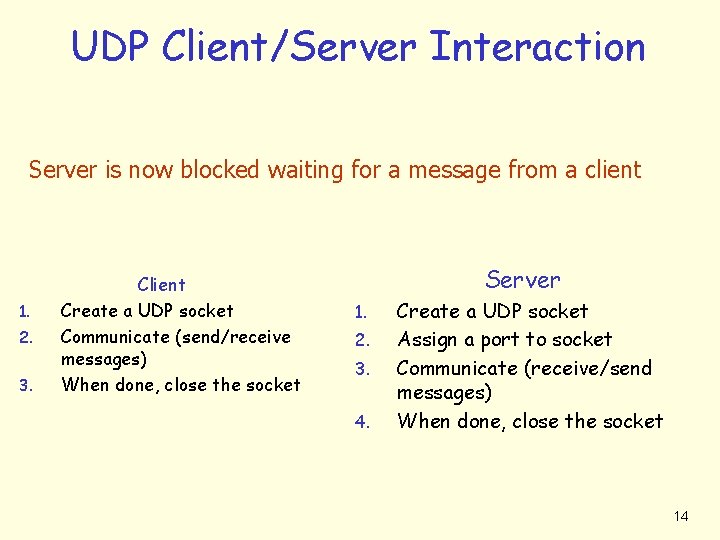 UDP Client/Server Interaction Server is now blocked waiting for a message from a client