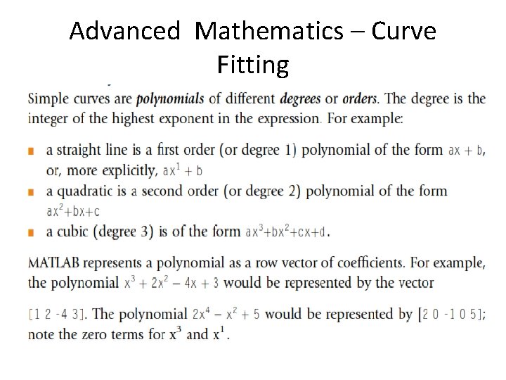 Advanced Mathematics – Curve Fitting 