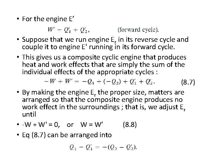  • For the engine E’ • Suppose that we run engine Er in