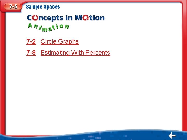 7 -2 Circle Graphs 7 -8 Estimating With Percents 