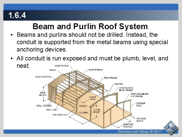 1. 6. 4 Beam and Purlin Roof System • Beams and purlins should not