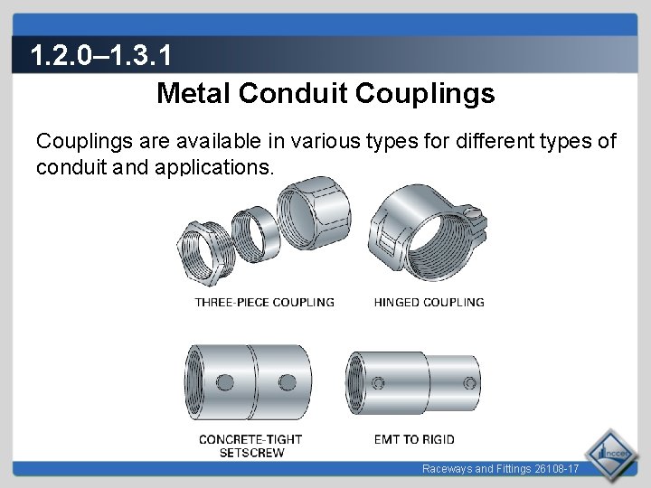 1. 2. 0– 1. 3. 1 Metal Conduit Couplings are available in various types