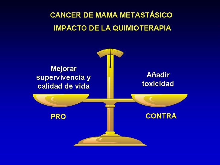 CANCER DE MAMA METASTÁSICO IMPACTO DE LA QUIMIOTERAPIA Mejorar supervivencia y calidad de vida