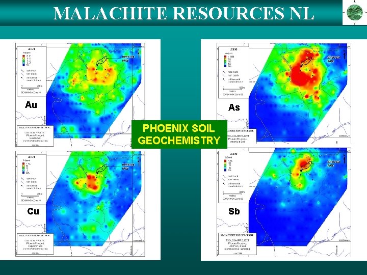 MALACHITE RESOURCES NL Au As PHOENIX SOIL GEOCHEMISTRY Cu Sb MALACHITE RESOURCES NL Au As PHOENIX SOIL GEOCHEMISTRY Cu Sb