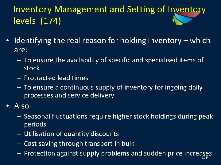 Inventory Management and Setting of Inventory levels (174) • Identifying the real reason for