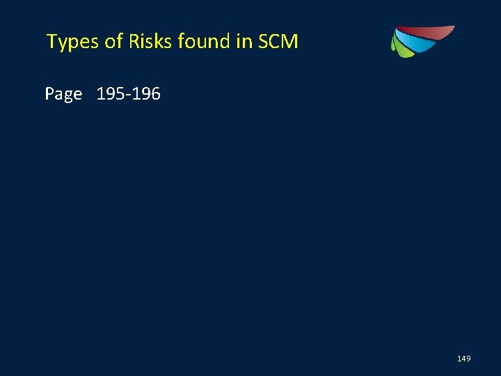 Types of Risks found in SCM Page 195 -196 149 