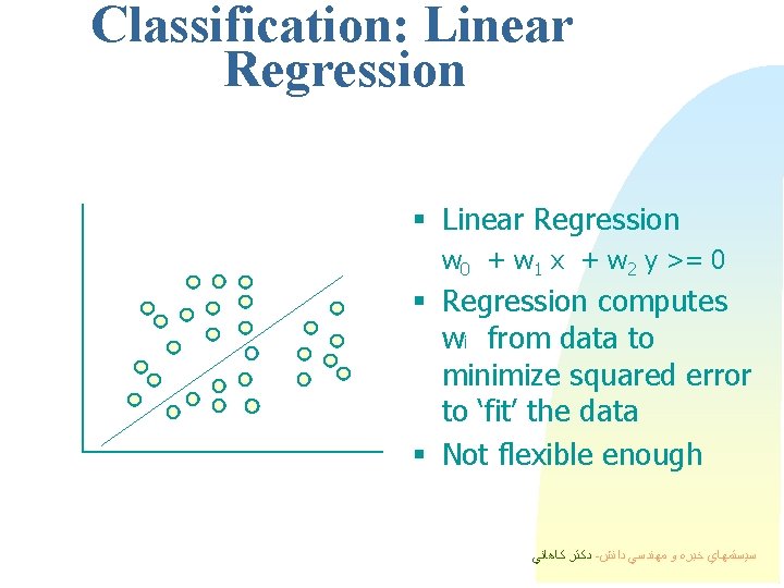 Classification: Linear Regression § Linear Regression w 0 + w 1 x + w Classification: Linear Regression § Linear Regression w 0 + w 1 x + w