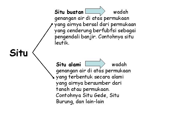 Situ buatan wadah genangan air di atas permukaan yang airnya bersal dari permukaan yang