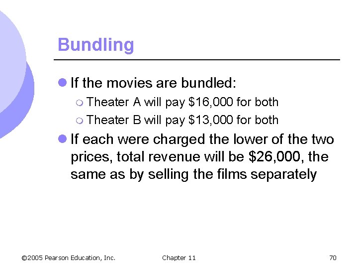 Bundling l If the movies are bundled: m Theater A will pay $16, 000