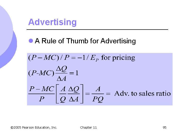 Advertising l A Rule of Thumb for Advertising © 2005 Pearson Education, Inc. Chapter