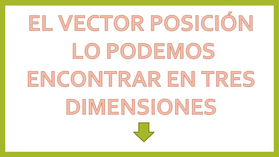 EL VECTOR POSICIÓN LO PODEMOS ENCONTRAR EN TRES DIMENSIONES 