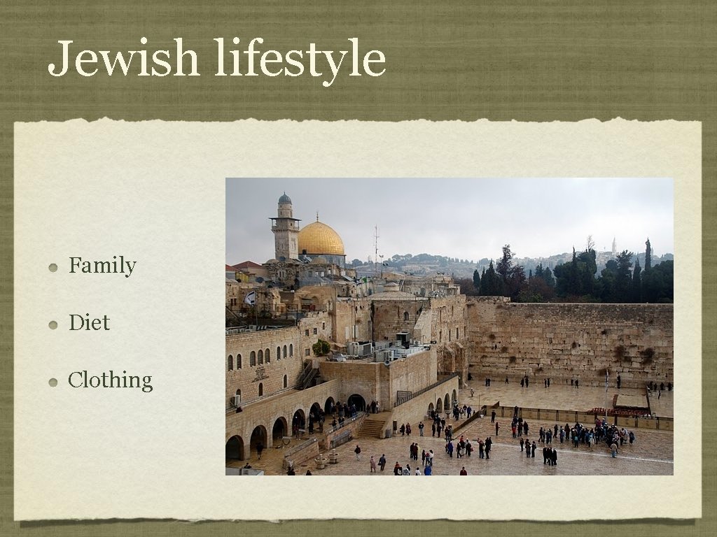 Jewish lifestyle Family Diet Clothing 