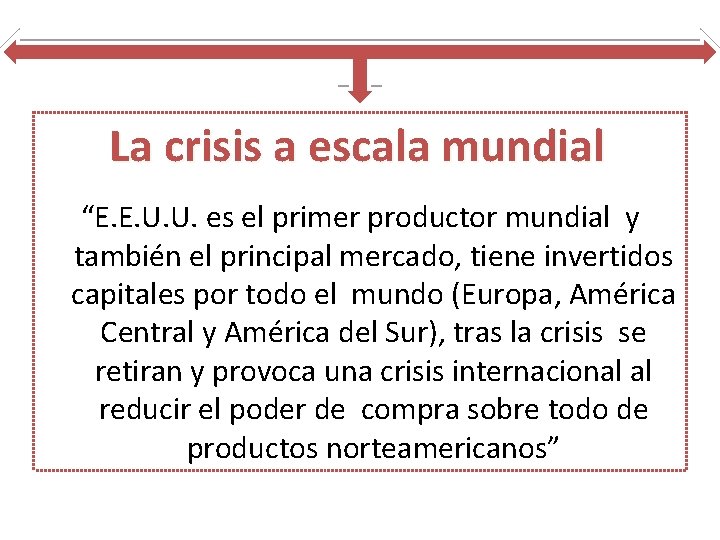 La crisis a escala mundial “E. E. U. U. es el primer productor mundial